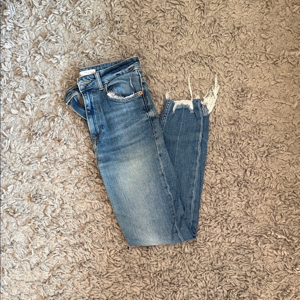 Zara Distressed Blue Skinny Jeans